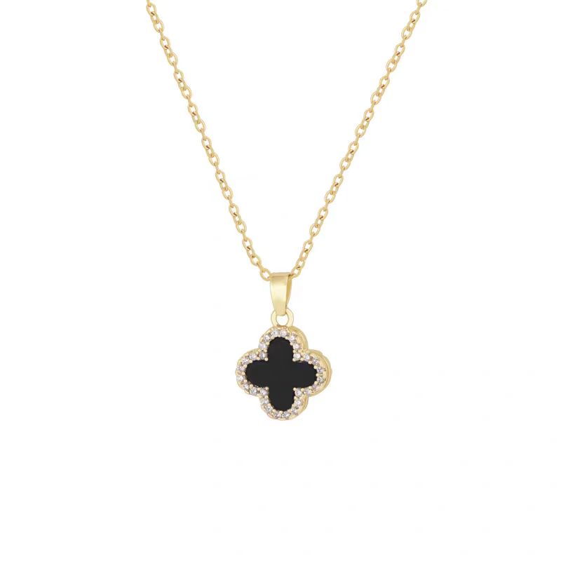 Cute Two-Tone Four-Leaf Clover Necklace - Image 5